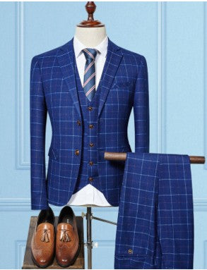 Ensemble de costume à carreaux 3 pièces pour homme