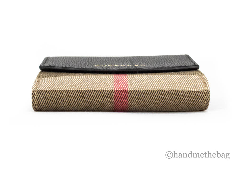 Burberry Luna Portefeuille porte-monnaie en cuir noir à motif maison