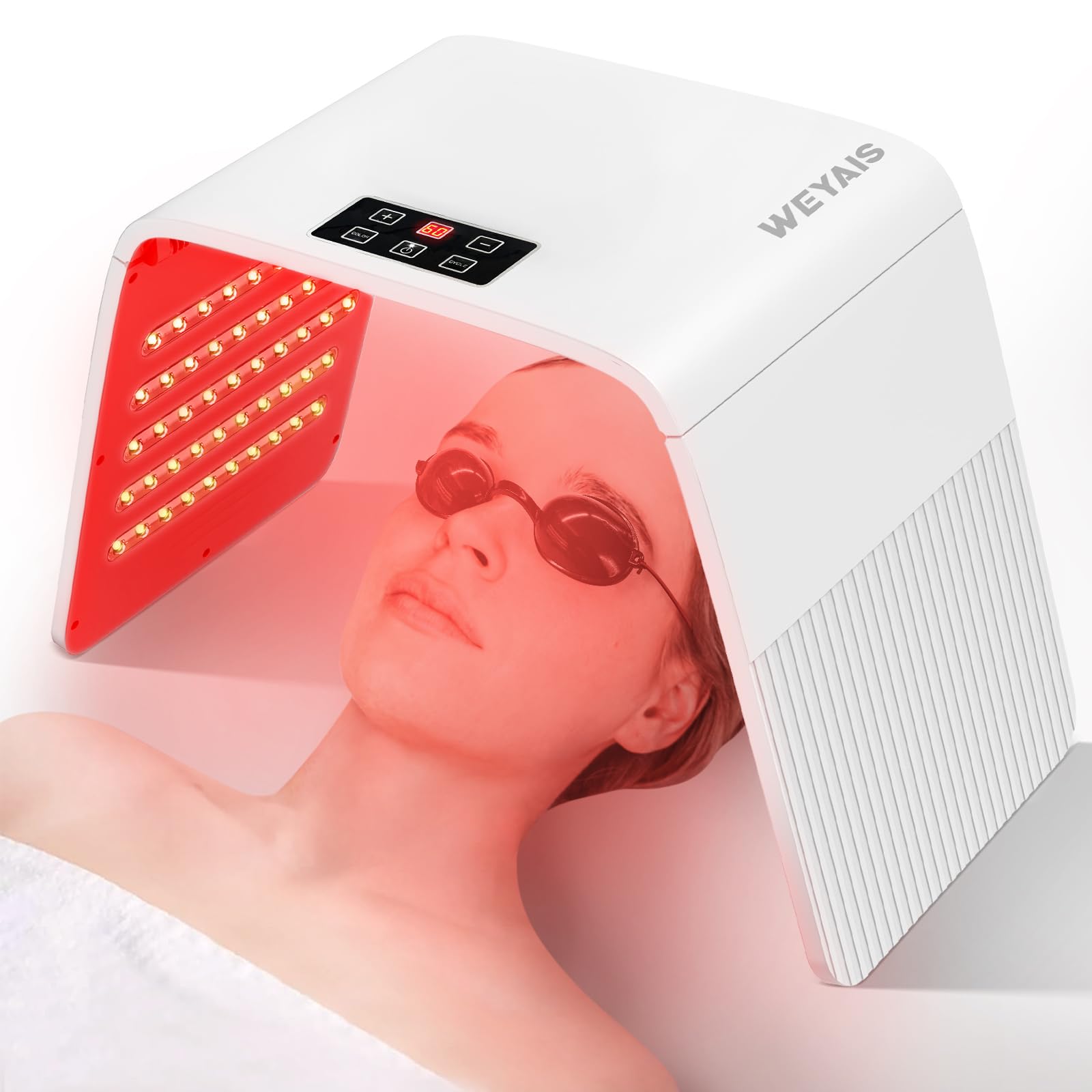 weyais Thérapie par la lumière rouge Masque de luminothérapie LED faciale 7 couleurs Appareil SPA pour les soins de la peau à domicile