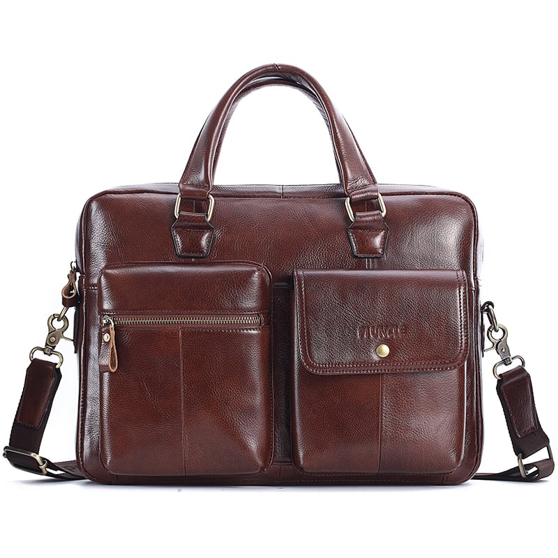 Porte-documents pour homme en cuir véritable de vachette pleine fleur