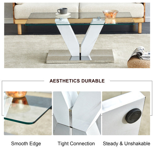 LuxeGlass™ – Table basse moderne et minimaliste avec plateau en verre trempé &