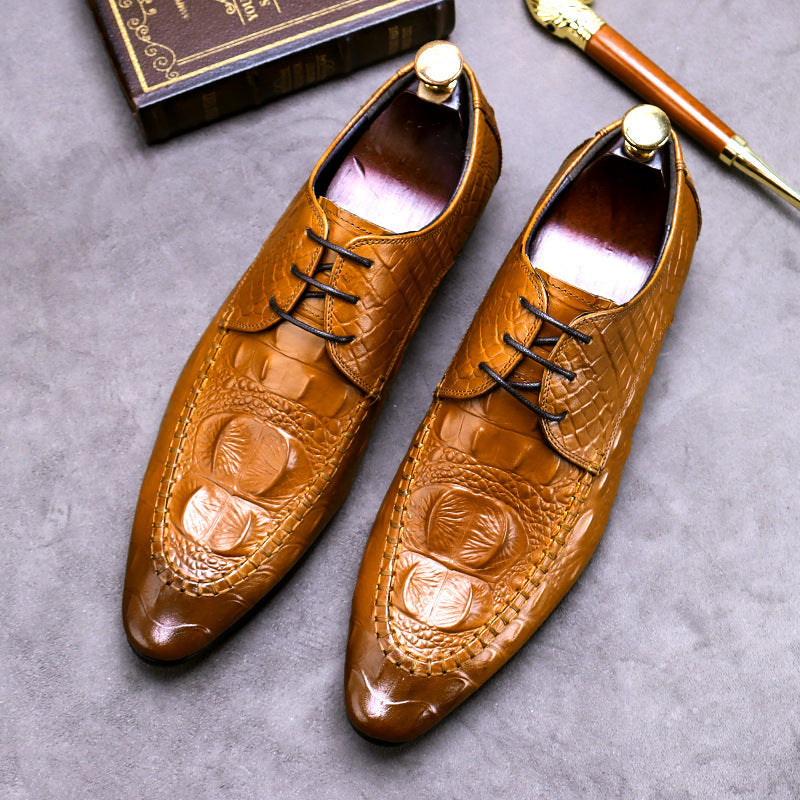 Chaussures habillées britanniques pour hommes à motif crocodile