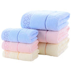 Ensemble de 3 serviettes de bain en pur coton de couleur unie