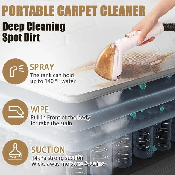 Nettoyeur de tapis professionnel, détachant pour tapis, canapés et tissus d'ameublement, shampouineuse à aspiration puissante de 14 kPa avec nettoyage en profondeur, capacité de 2 litres, détachant pour voiture, taches d'animaux, meubles, M610