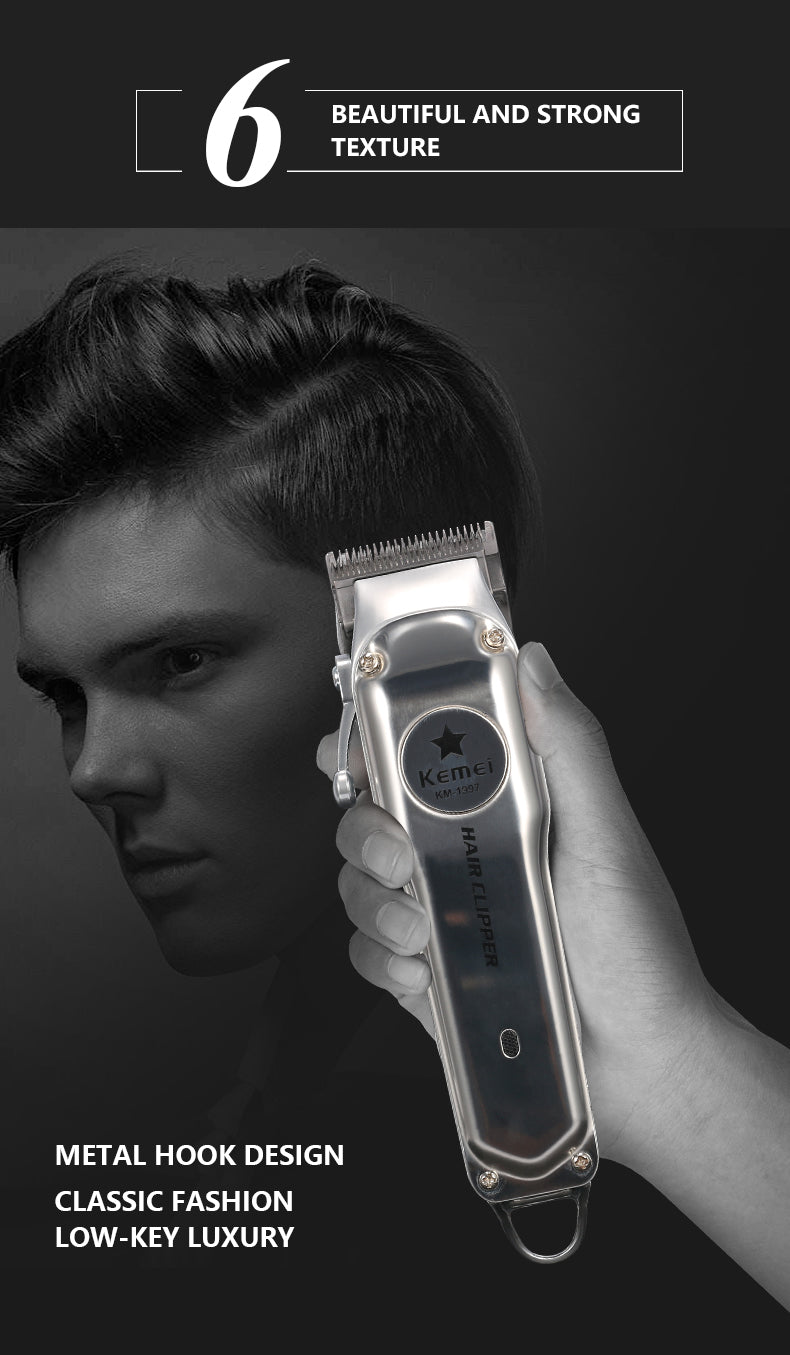 Tondeuse à cheveux électrique rechargeable Kemei pour hommes
