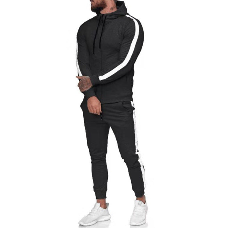 Ensemble de survêtement de sport à capuche zippé pour homme