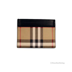 Porte-cartes Burberry Sandon en toile noire à carreaux et cuir