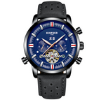 Montre à bracelet en cuir avec grand cadran pour homme