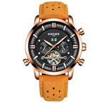 Montre à bracelet en cuir avec grand cadran pour homme