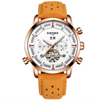 Montre à bracelet en cuir avec grand cadran pour homme