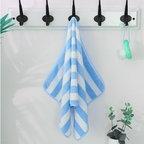 Serviette de bain rayée en microfibre polaire corail 35 x 75 cm