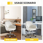 Fauteuil d'appoint moderne pour bureau à domicile, fauteuil de loisirs avec hauteur réglable en velours et roulettes réglables