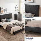 Cadre de lit plateforme rembourré Queen size, montage facile, noir, PU