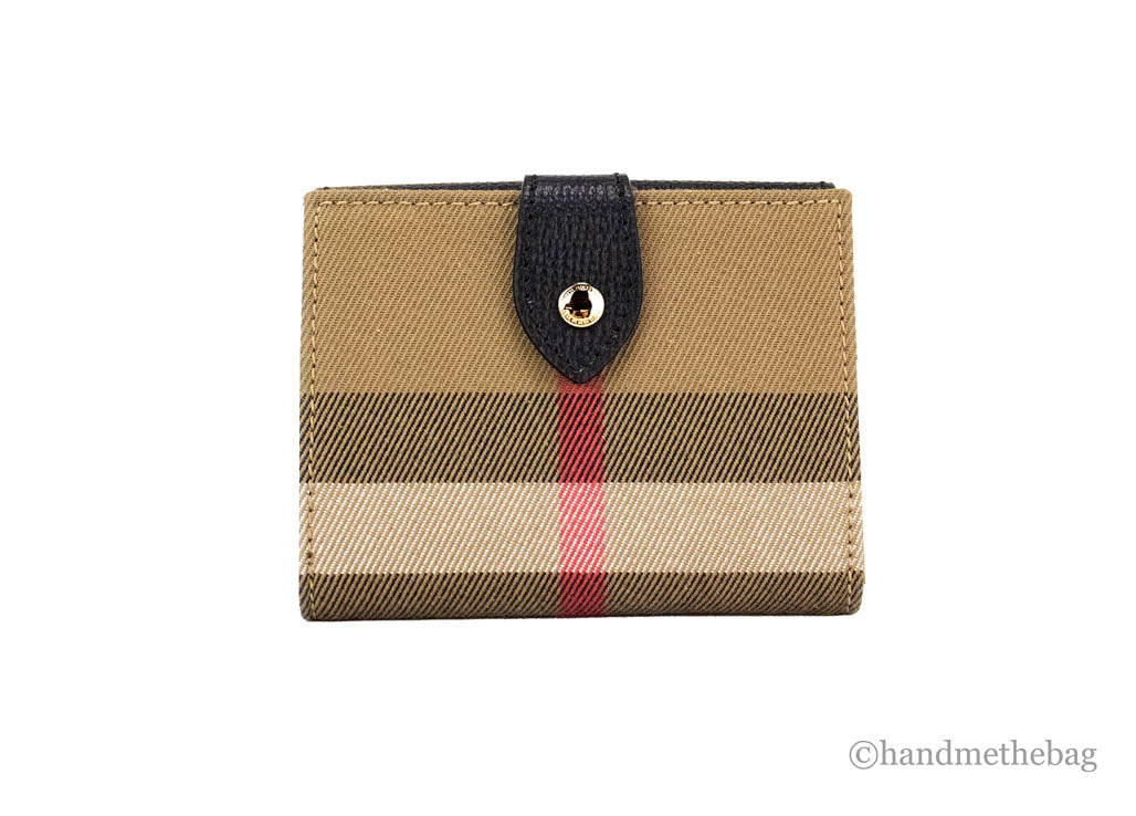 Burberry Luna Portefeuille porte-monnaie en cuir noir à motif maison
