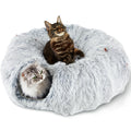 Tunnel pour chat Bininl, grotte pour chat Peekaboo, tunnel en forme de donut avec coussin intérieur circulaire lavable (34 pouces, gris)