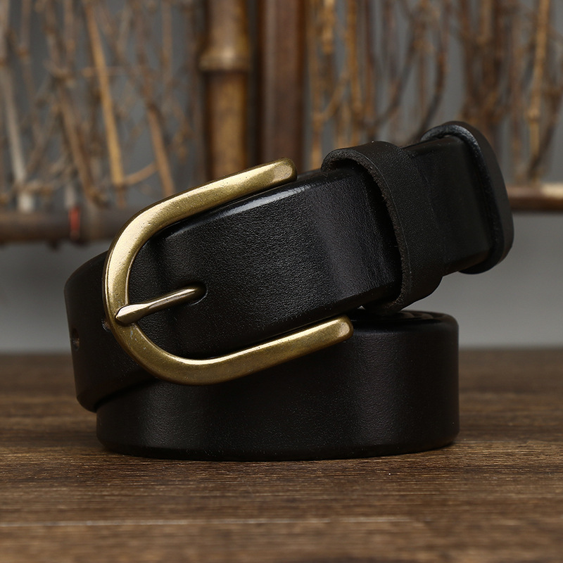 Ceinture homme rétro à boucle en cuivre