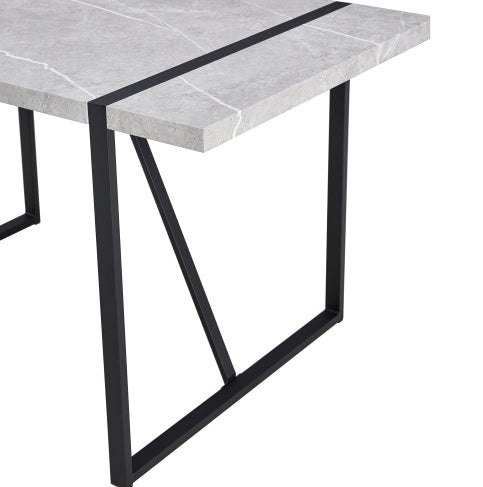 Table de salle à manger moderne, table de cuisine de 140 cm pour 4 personnes, table rectangulaire pour salle à manger, bureau, salon, montage facile.