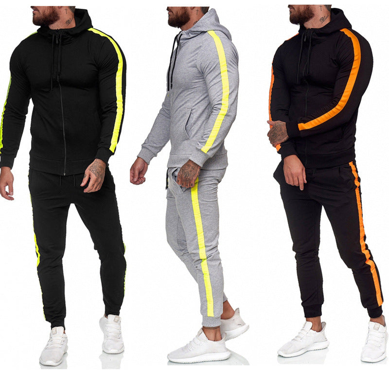 Ensemble de survêtement de sport à capuche zippé pour homme