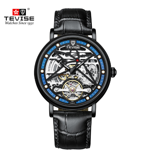 Montre Glenn Genuine pour homme, automatique, mécanique creuse