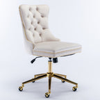 Fauteuil de bureau capitonné en velours, fauteuil de bureau pivotant et réglable