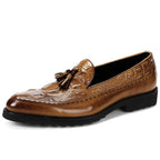 Chaussures habillées brogues en cuir pour homme, motif crocodile