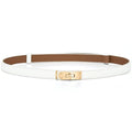 Ceinture fine en cuir Cntuohai 2 en 1 pour femme, avec fermoir tourniquet en alliage et ceinture ajustable pour robe, jean ou manteau.