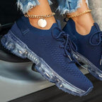 Baskets violettes 2021 pour femmes, chaussures décontractées en maille avec coussin d'air, plates