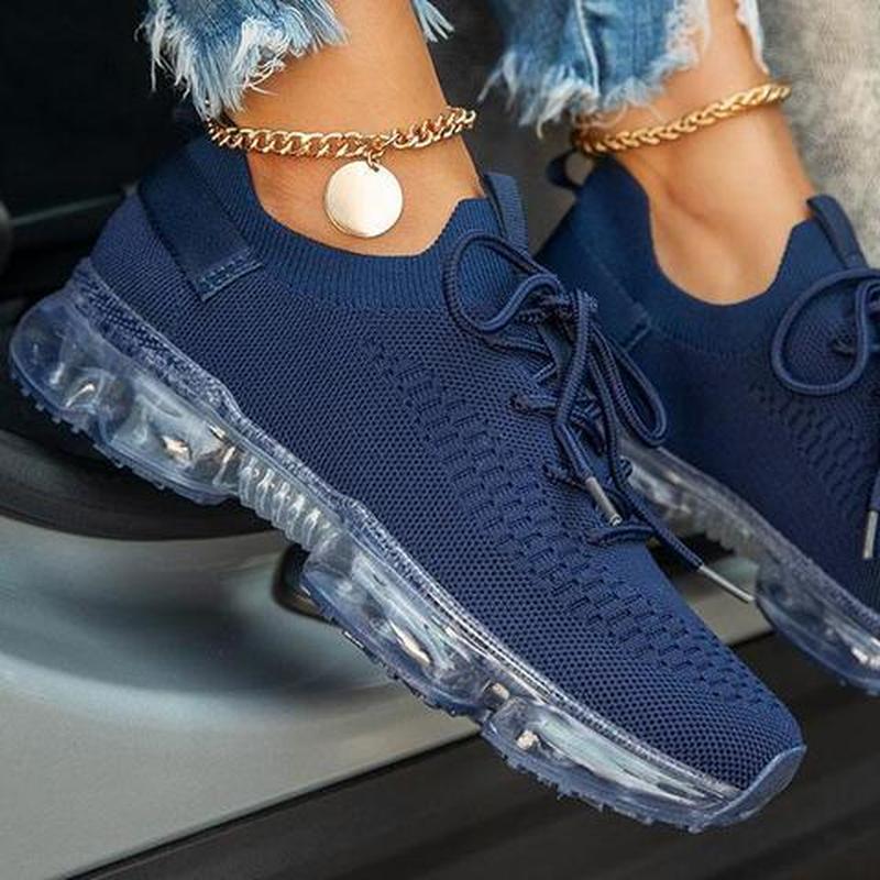 Baskets violettes 2021 pour femmes, chaussures décontractées en maille avec coussin d'air, plates