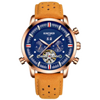 Montre à bracelet en cuir avec grand cadran pour homme