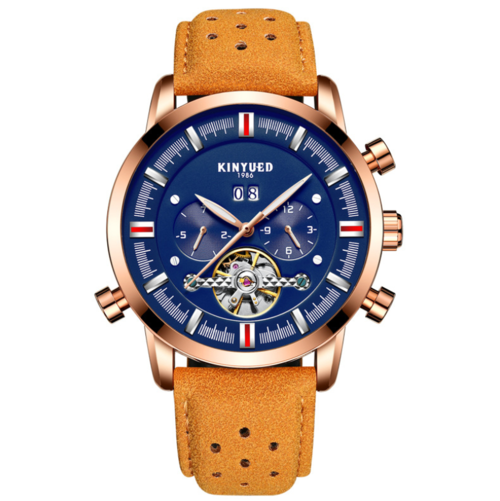Montre à bracelet en cuir avec grand cadran pour homme