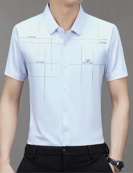 Chemise d'été pour homme à manches courtes, sans coutures, style business.