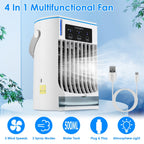 Ventilateur climatiseur portable avec humidificateur par évaporation et brumisateur à 3 vitesses