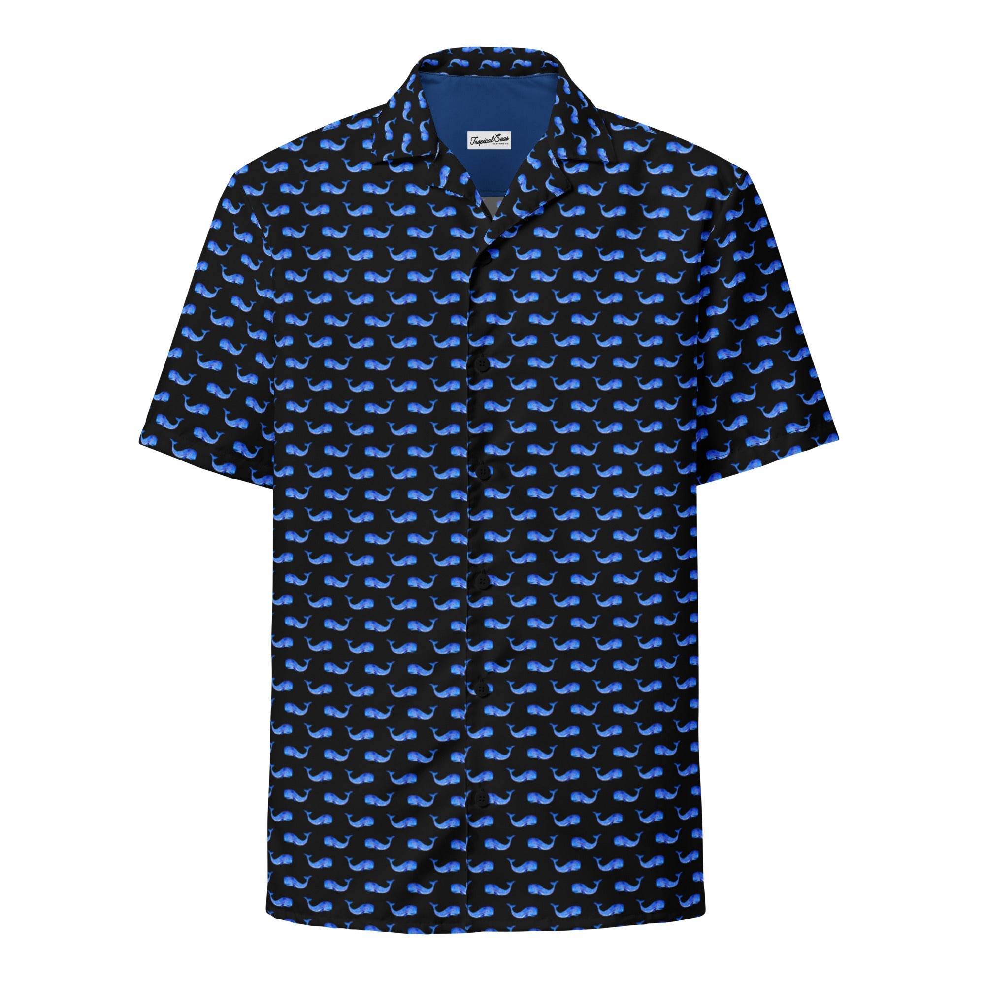 Chemise hawaïenne boutonnée Midnight Whale Party - Collection Été Côtier