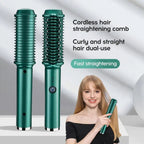 Peigne électrique double usage pour boucler et lisser les cheveux