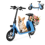 Trottinette électrique WINDHORSE Peak 680W avec siège, autonomie de 32 km, pliable, pour adultes, charge maximale de 136 kg, avec panier, vitesse maximale de 32 km/h, pneus de 32 cm (bleu).