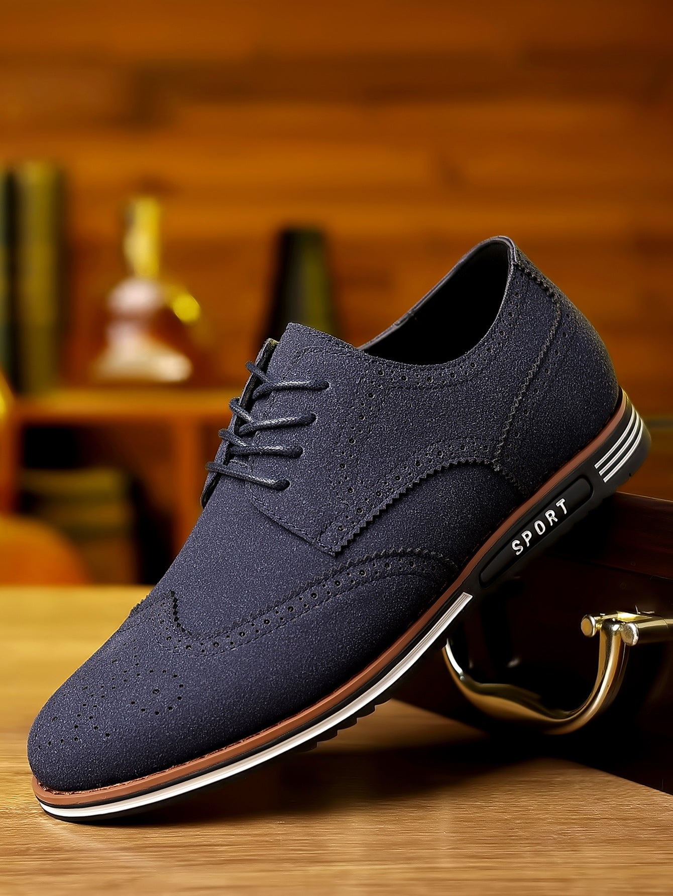 Chaussures basses décontractées pour hommes grandes tailles en cuir suédé