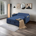 Canapé-lit bleu élégant avec revêtement en polyester tissé et structure en bois massif