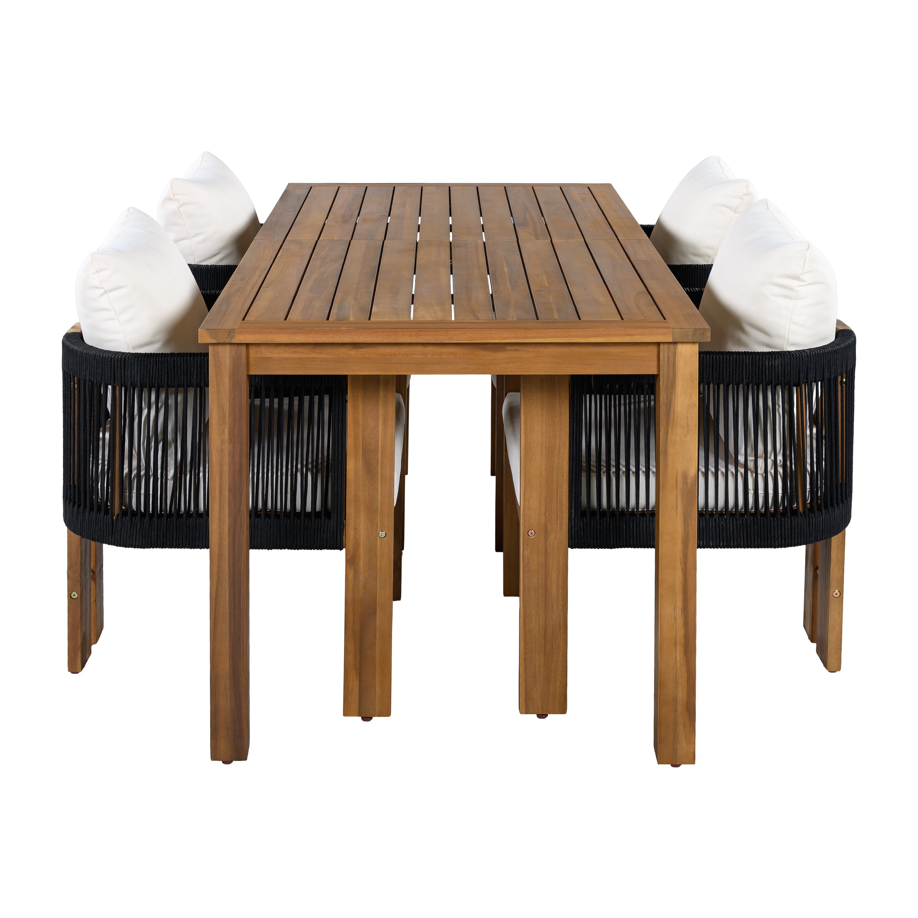 Ensemble de salle à manger d'extérieur de luxe 5 pièces pour 4 personnes, en bois d'acacia massif