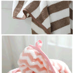 Serviette de bain rayée en microfibre polaire corail 35 x 75 cm