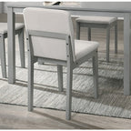 Ensemble de salle à manger 5 pièces finition grise, table et 4 chaises, assises en tissu beige, mobilier de cuisine/salle à manger, placage en hévéa, design unique