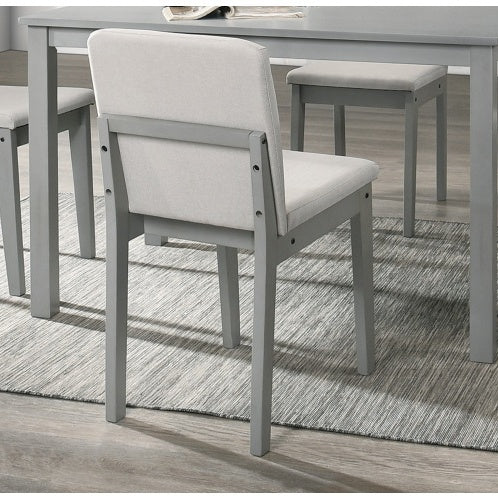 Ensemble de salle à manger 5 pièces finition grise, table et 4 chaises, assises en tissu beige, mobilier de cuisine/salle à manger, placage en hévéa, design unique
