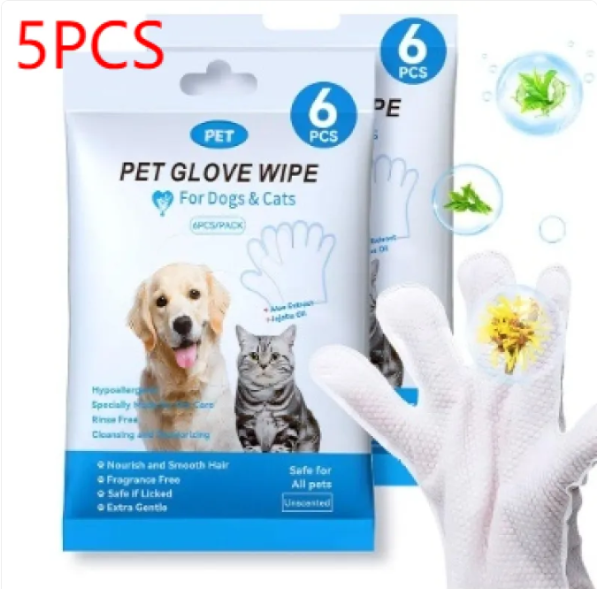Gants et lingettes de nettoyage pour animaux