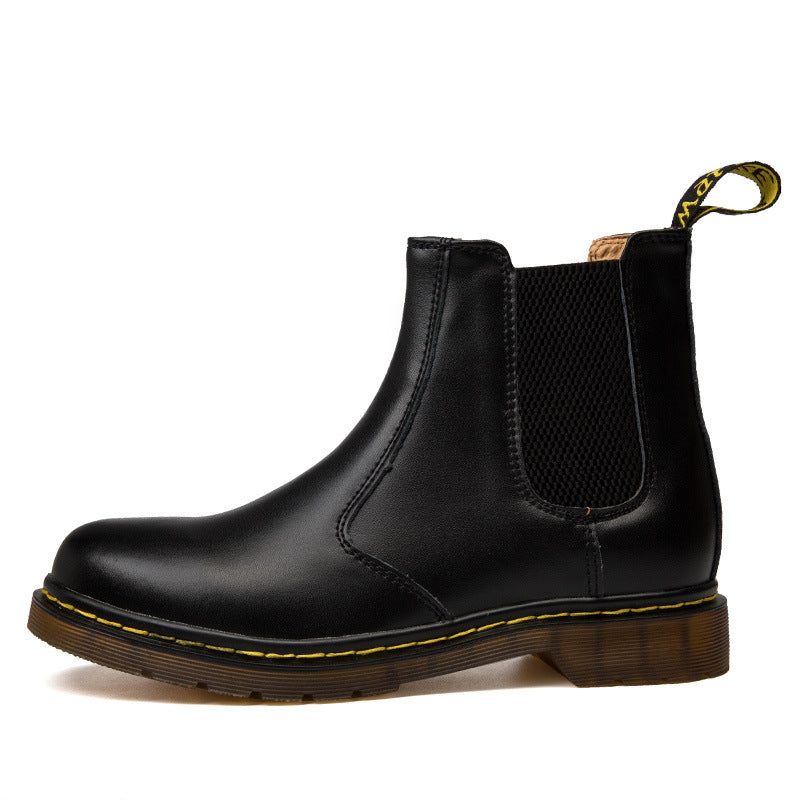 Bottes Martin en cuir de vachette à talons épais, style automne, pour femmes