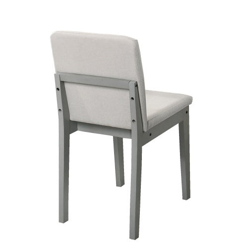 Ensemble de salle à manger 5 pièces finition grise, table et 4 chaises, assises en tissu beige, mobilier de cuisine/salle à manger, placage en hévéa, design unique