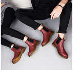 Bottes Martin en cuir de vachette à talons épais, style automne, pour femmes