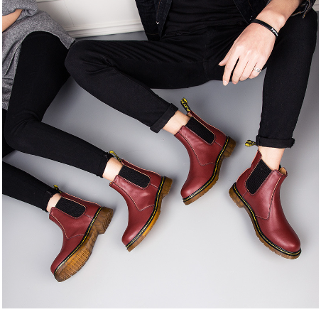 Bottes Martin en cuir de vachette à talons épais, style automne, pour femmes
