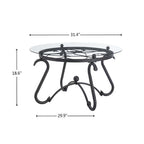 Ensemble de 2 tables basses en verre trempé avec table basse décorative et table d'appoint ronde