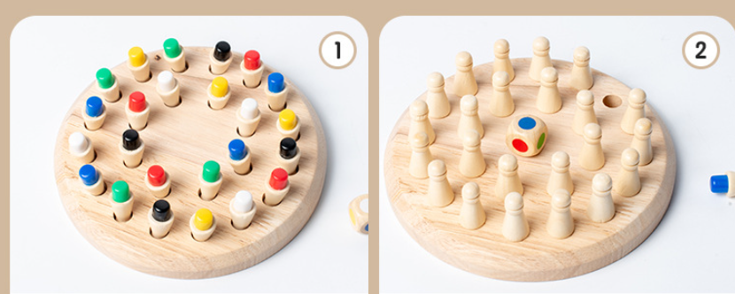 Jeu de mémoire en bois pour les échecs