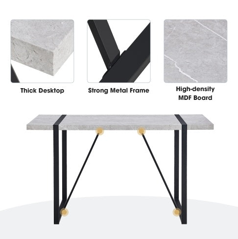 Table de salle à manger moderne, table de cuisine de 140 cm pour 4 personnes, table rectangulaire pour salle à manger, bureau, salon, montage facile.