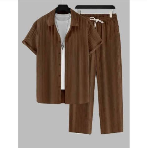 Ensemble chemise d'été rayée pour homme